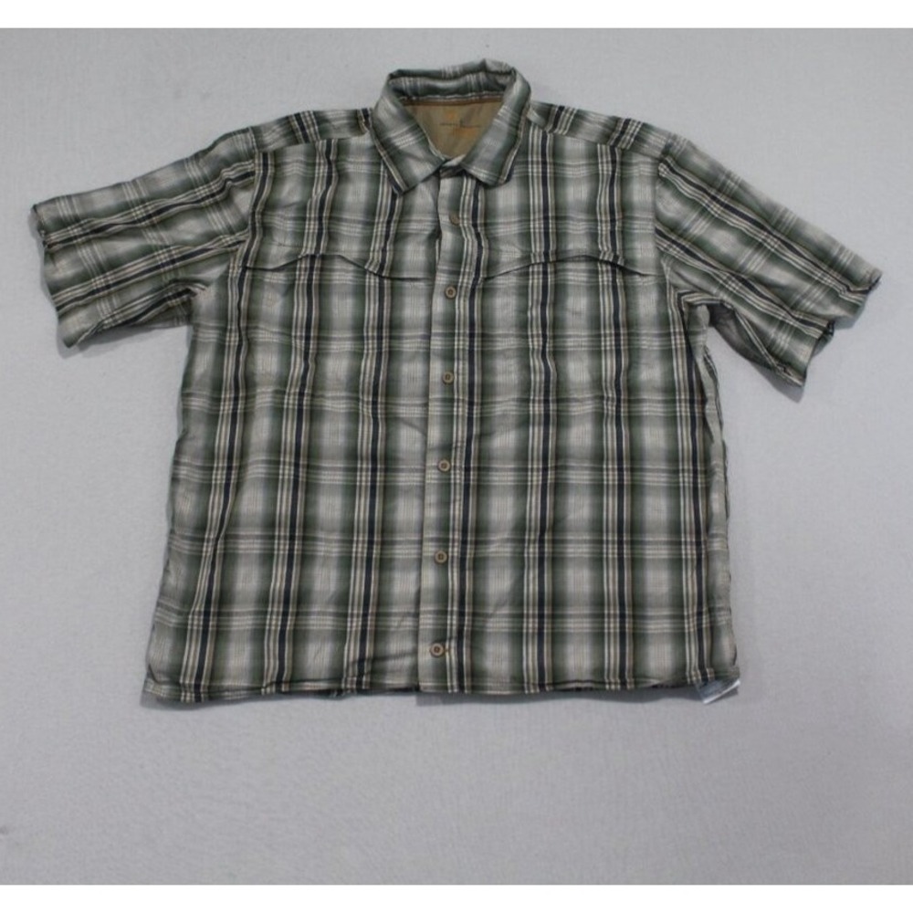 Carhart Force Men Button Down Brown Plaid Short Sleeve Size Large